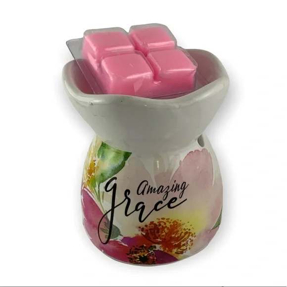 Amazing Grace Wax Melt Burner Set With Melts White Floral Multi Color NEW - Picture 4 of 10